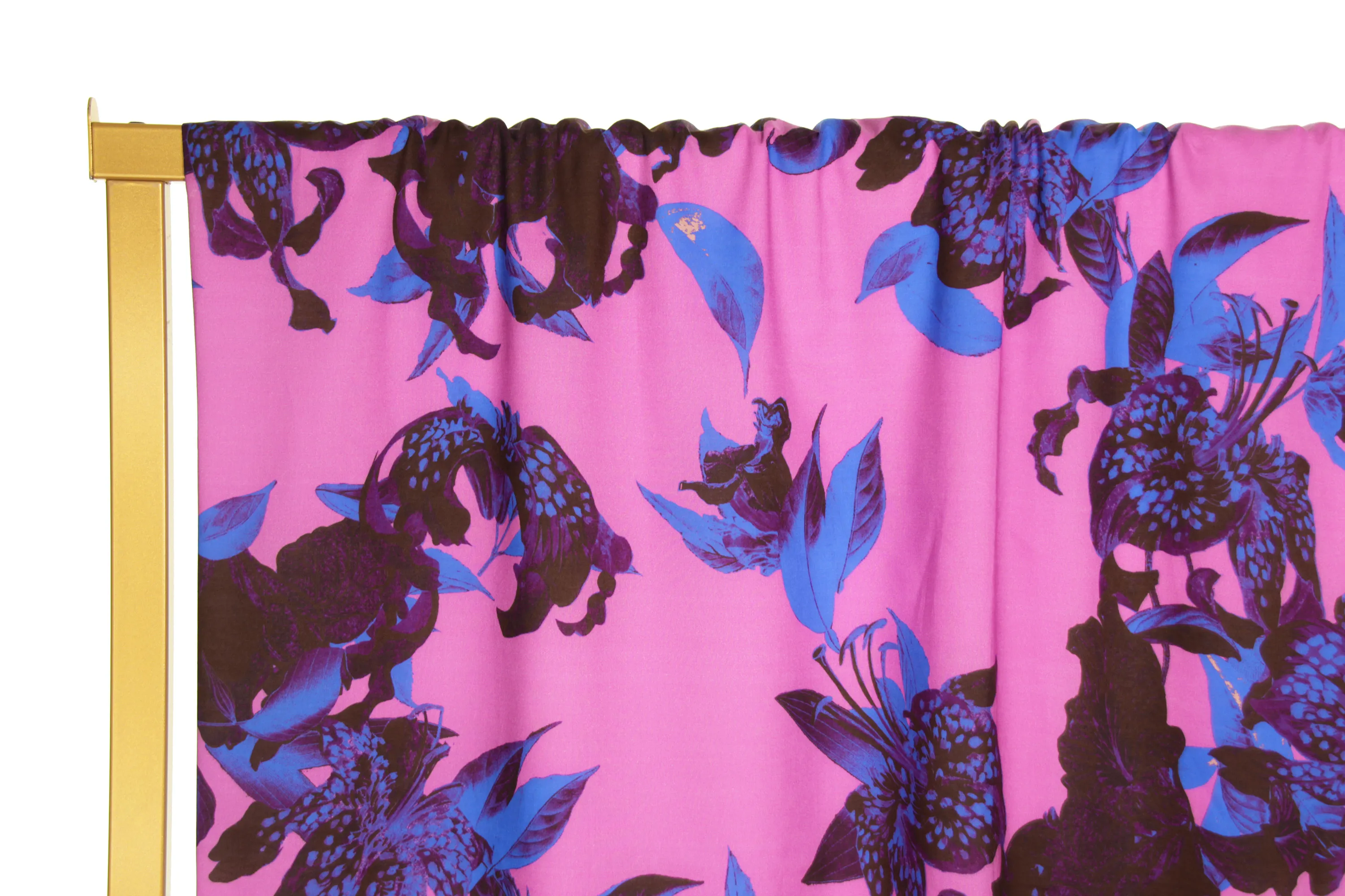 Katoen roze met blauwe bloemen - Atelier Jupe